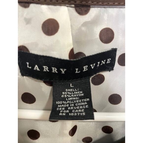 Larry Levine Women’s Brown Linen Blend Jacket Size L 3/4 Sleeve Collared Blazer - Picture 2 of 8